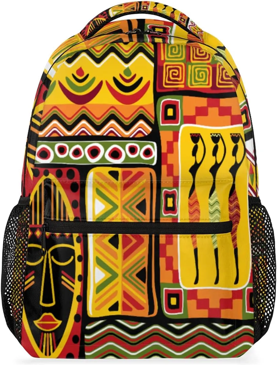 TropicalLife African Woman Backpack for School, School Bag for Girls Boys, Lightweight Travel Bookbag Casual College Daypack for Women Men