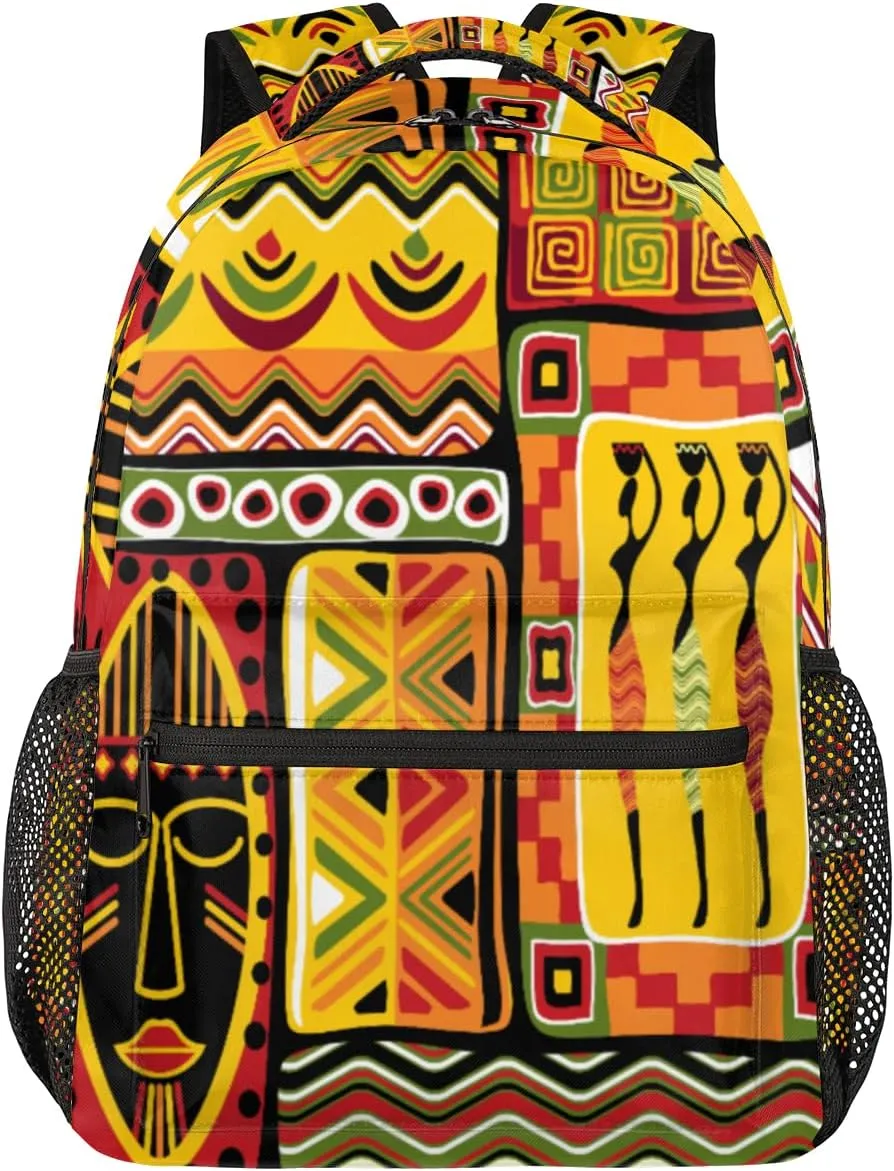 TropicalLife African Woman Backpack for School, School Bag for Girls Boys, Lightweight Travel Bookbag Casual College Daypack for Women Men