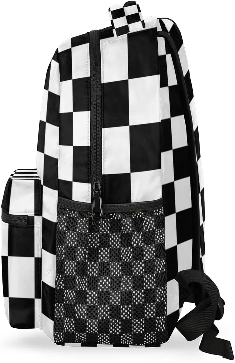 TropicalLife Backpack for School, Checkerboard School Bag for Girls Boys, Lightweight Travel Bookbag Casual College Daypack for Women Men