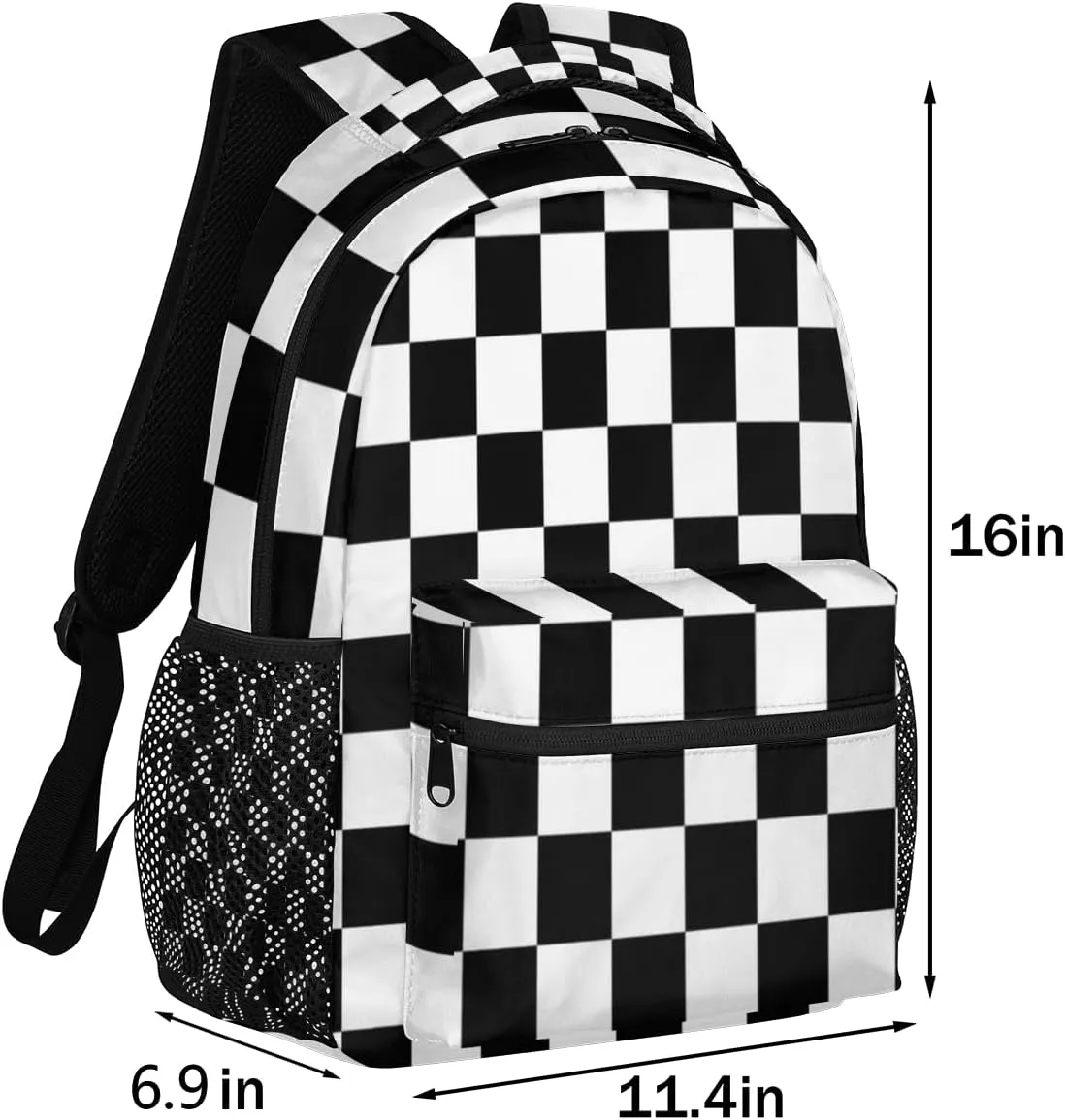 TropicalLife Backpack for School, Checkerboard School Bag for Girls Boys, Lightweight Travel Bookbag Casual College Daypack for Women Men