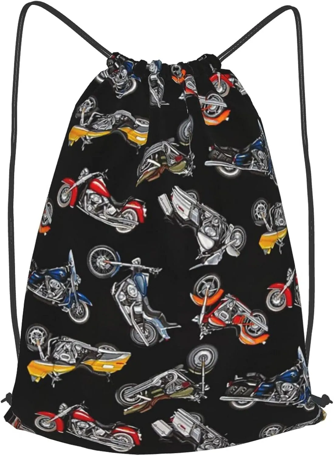 TumzfhQ Drawstring Backpack String Bag Sports Sackpack Gym Cinch Beach Travel Sack for Men Women Children Cartoon Motorcycles