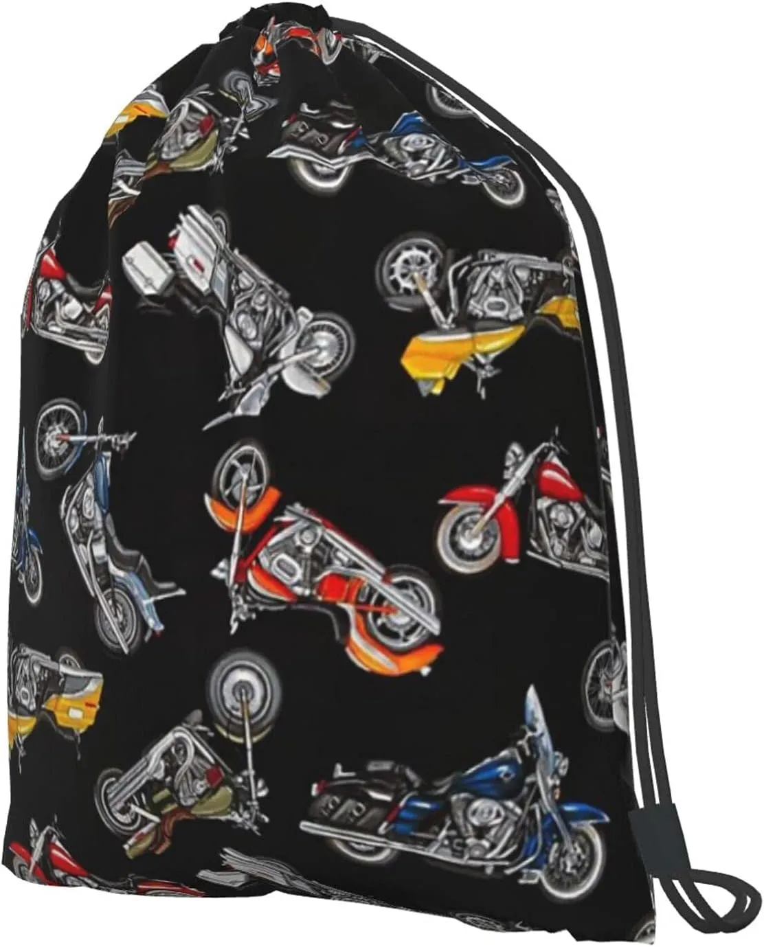 TumzfhQ Drawstring Backpack String Bag Sports Sackpack Gym Cinch Beach Travel Sack for Men Women Children Cartoon Motorcycles