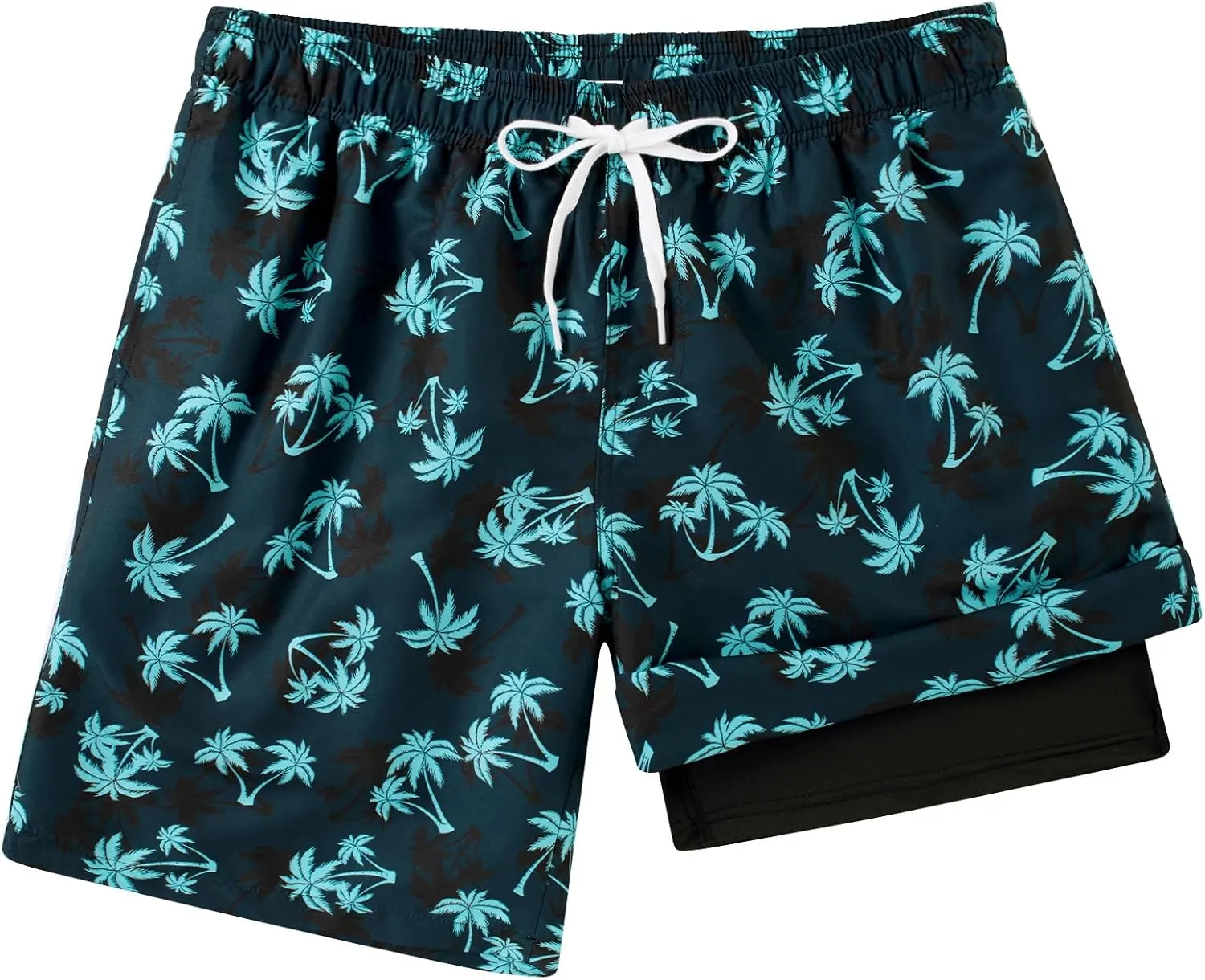 TUONROAD Mens Swim Trunks with Compression Liner 2 in 1 Board Shorts 9 Inch Quick Dry Swimming Trunks with Pockets
