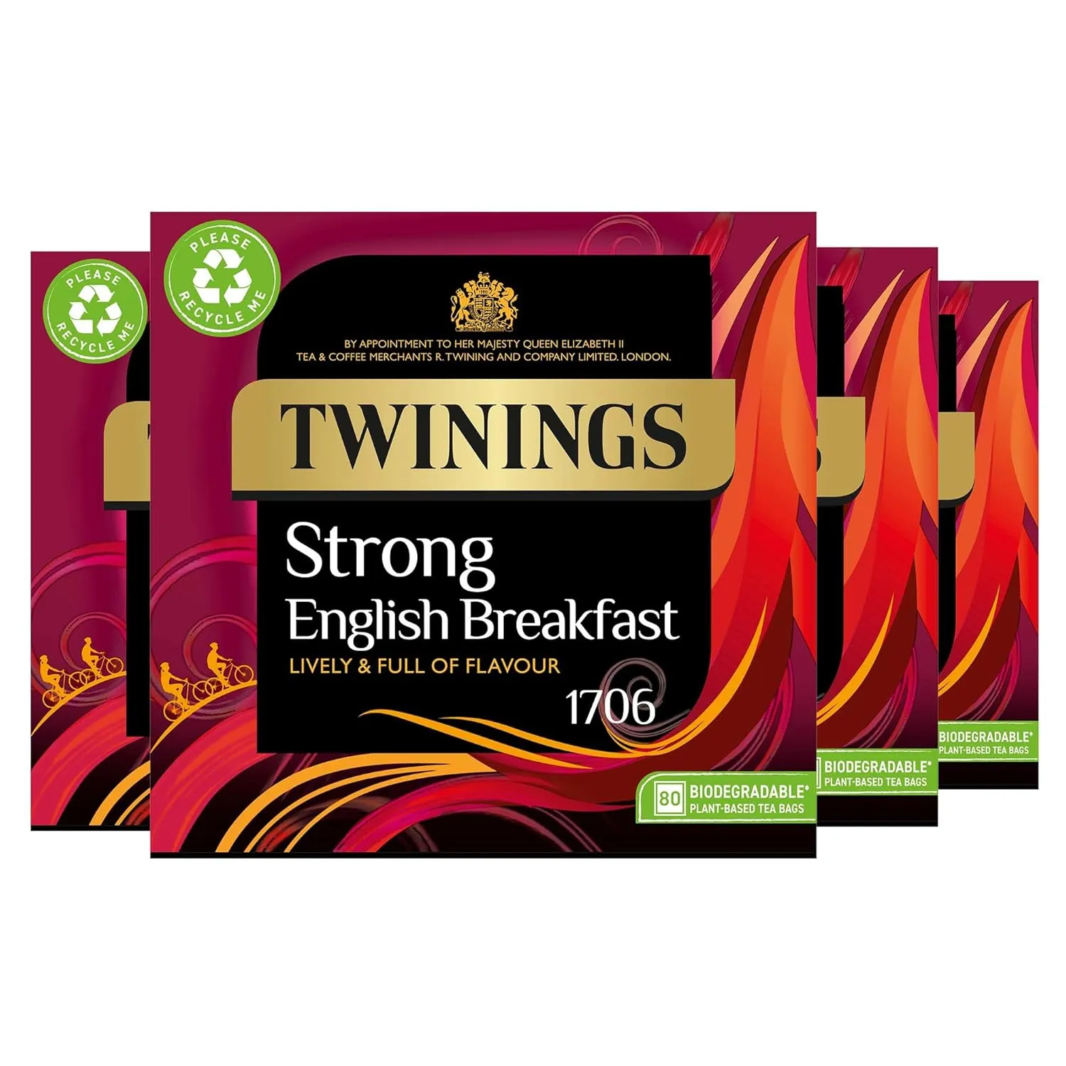 Twinings 1706 Strong Breakfast 80's (Pack of 4, Total 320 Tea Bags)