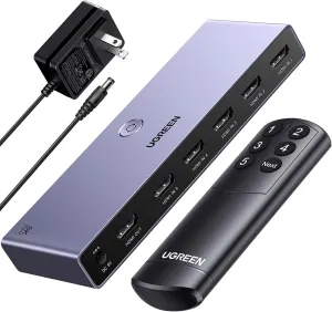 UGREEN 8K@60Hz HDMI Switch 5 in 1 Out Aluminum Support 4K@240Hz HDR10  HDCP 2.3 CEC HDMI 2.1 Switcher Splitter with Power Adapter Compatible with PS5/4 Xbox Nintendo Switch Roku Apple TV Fire Stick