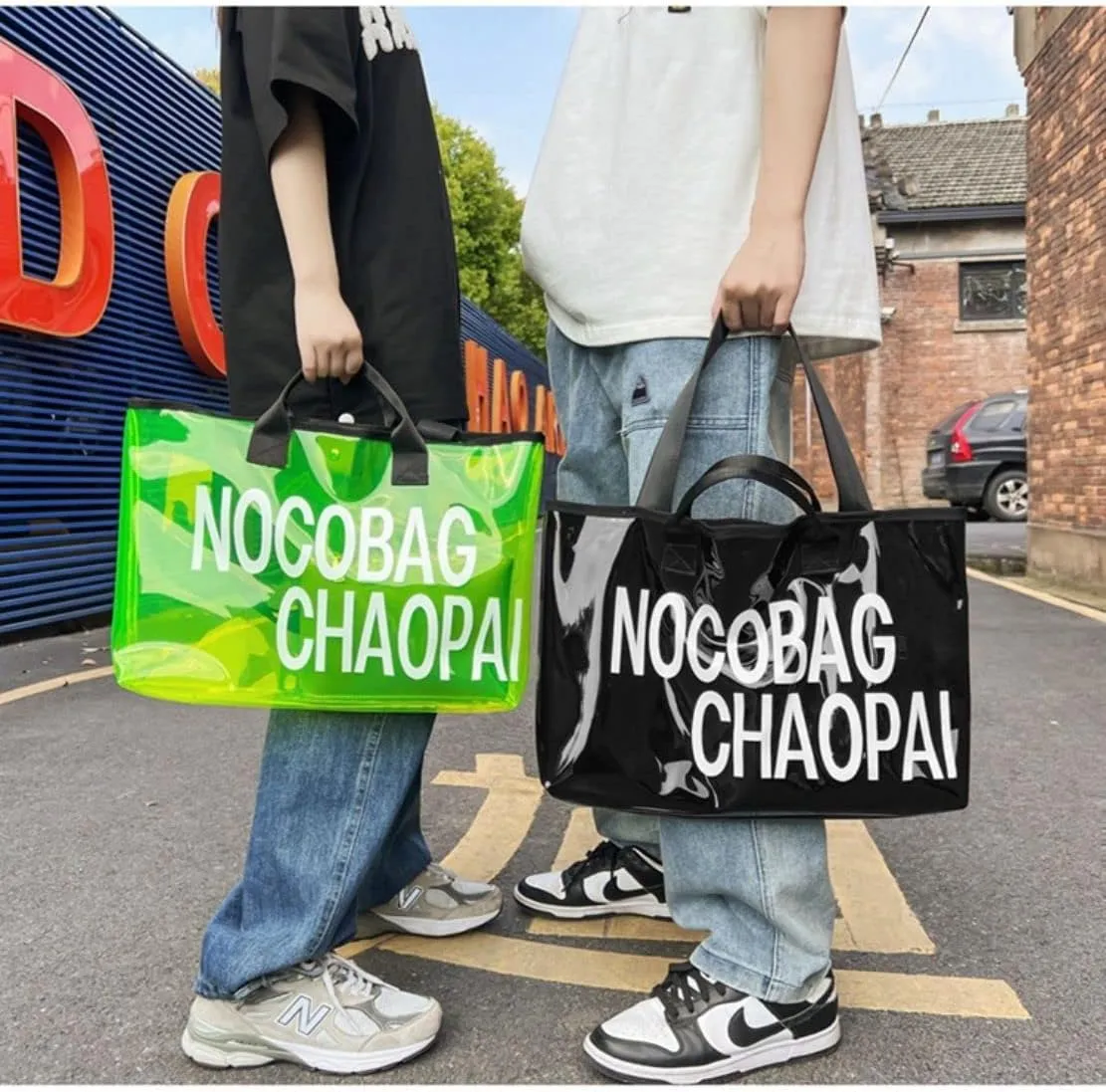 Ulalaza Large Candy Polka Color Clear Shoulder Bag 2 IN 1 Beach Totes Transparent Handbags With Interior Pocket For Women