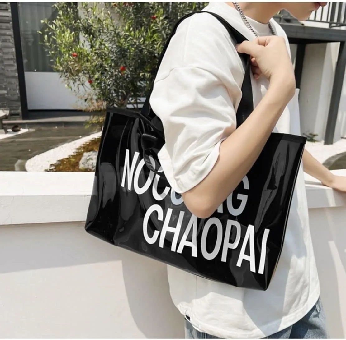 Ulalaza Large Candy Polka Color Clear Shoulder Bag 2 IN 1 Beach Totes Transparent Handbags With Interior Pocket For Women