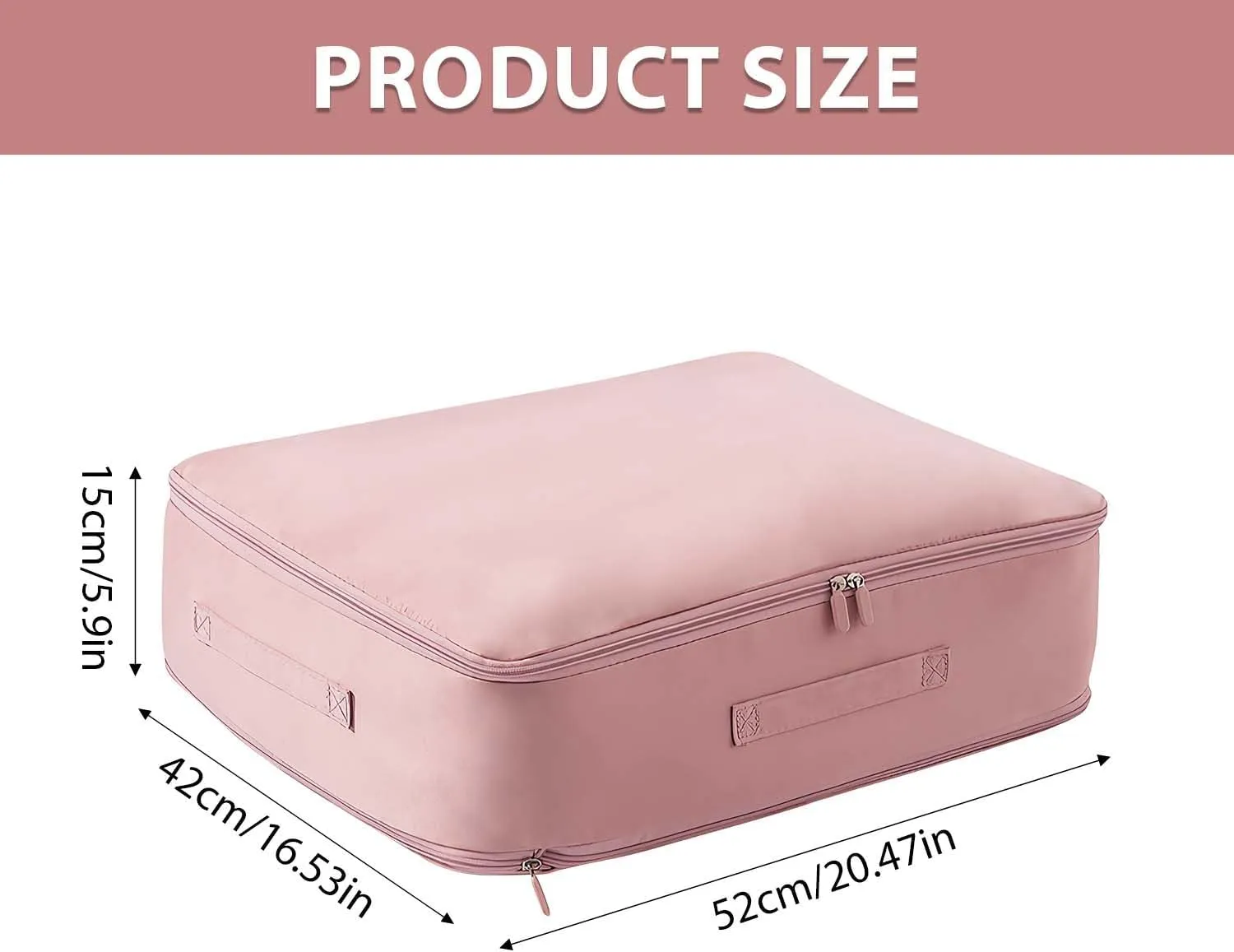 Ultra Space Saving Self Compression Organizer,New Heavy Duty Moving Bags,Clothing Storage Bags with Zipper for Comforters,Blankets,Bedding,Clothes(Pink,L-54 * 42 * 30cm)