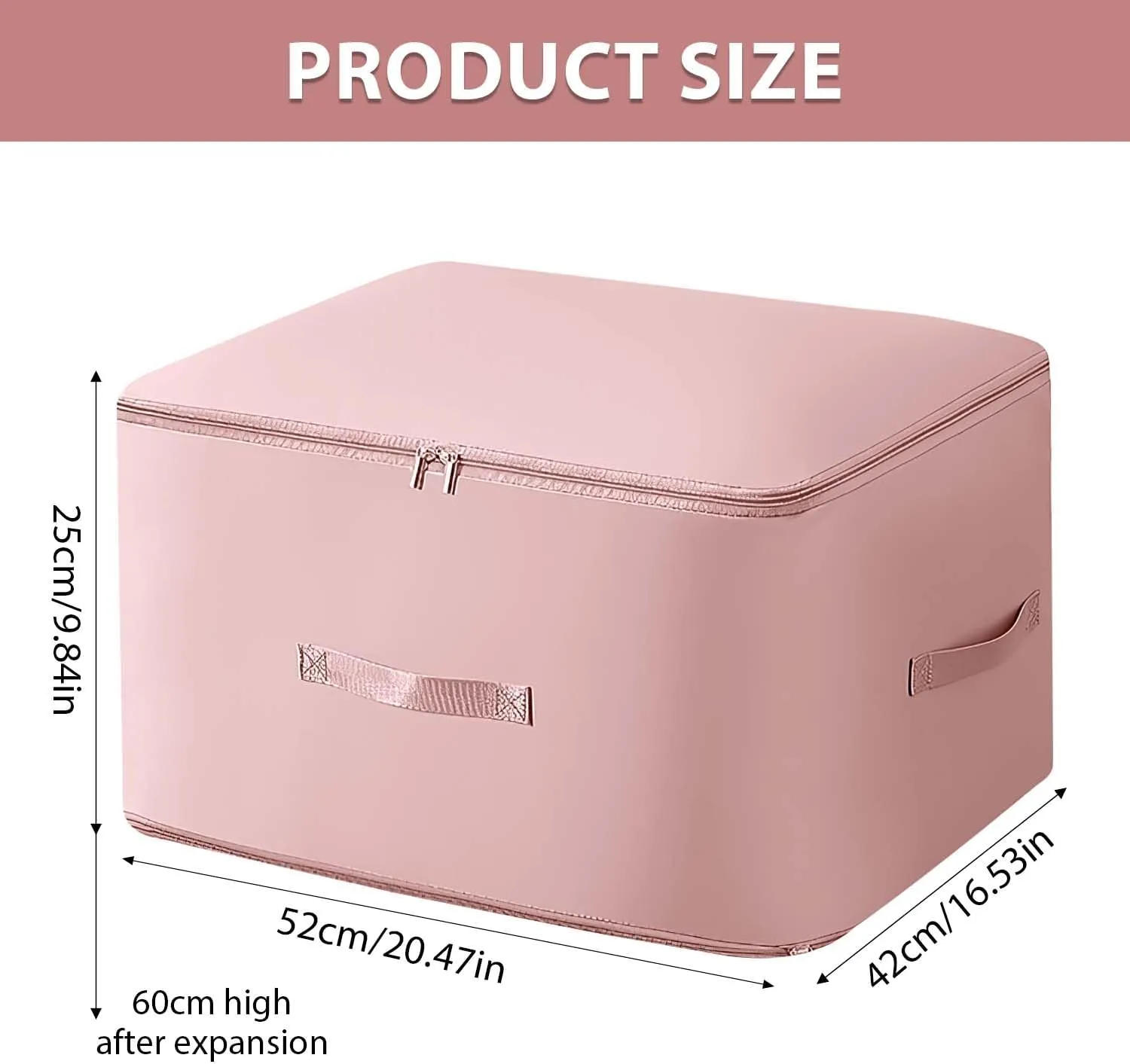 Ultra Space Saving Self Compression Organizer,New Heavy Duty Moving Bags,Clothing Storage Bags with Zipper for Comforters,Blankets,Bedding,Clothes(Pink,L-54 * 42 * 30cm)