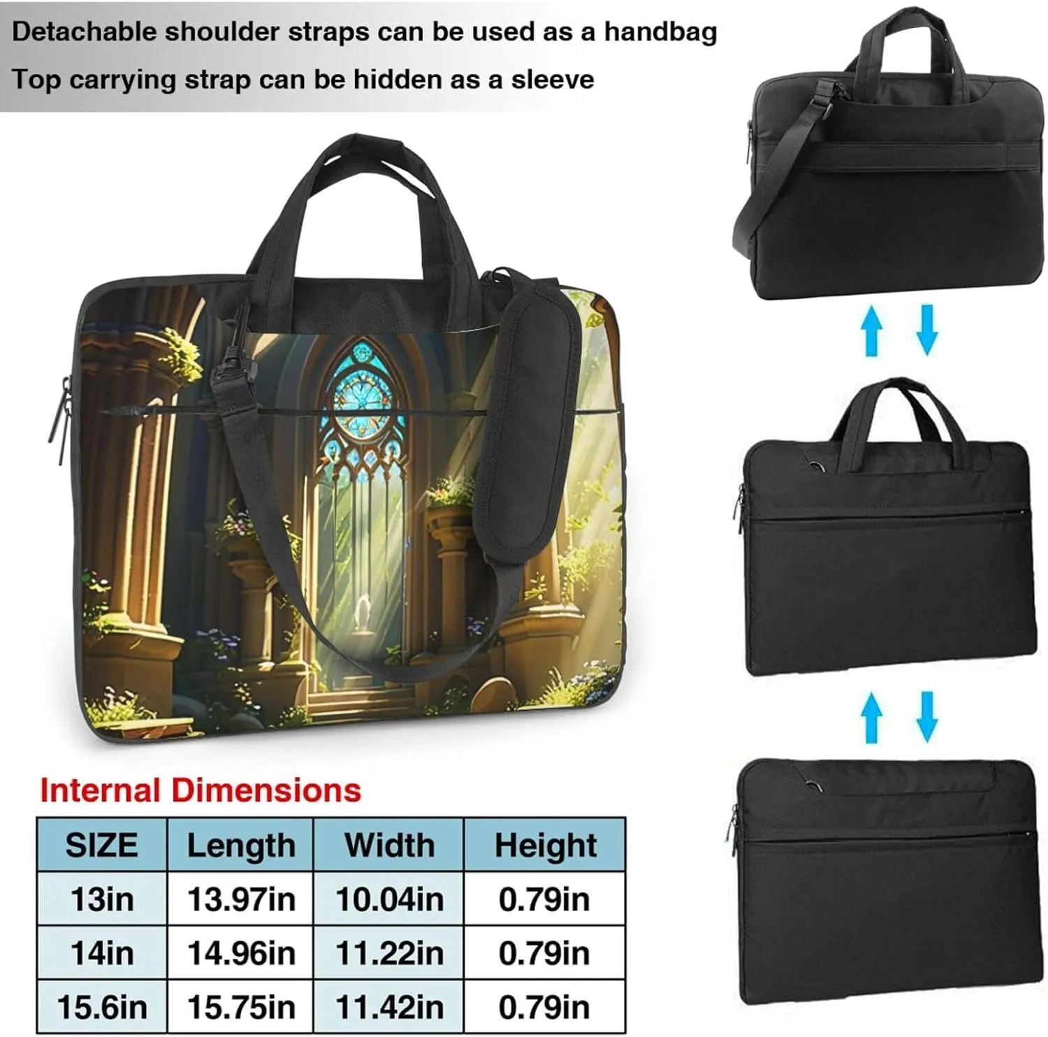 Ultra-thin Sunlit Sanctuary Print Laptop Bag for Women Men,Shockproof Messenger Shoulder Laptop Bags with Zipper 13-15.6 Inch