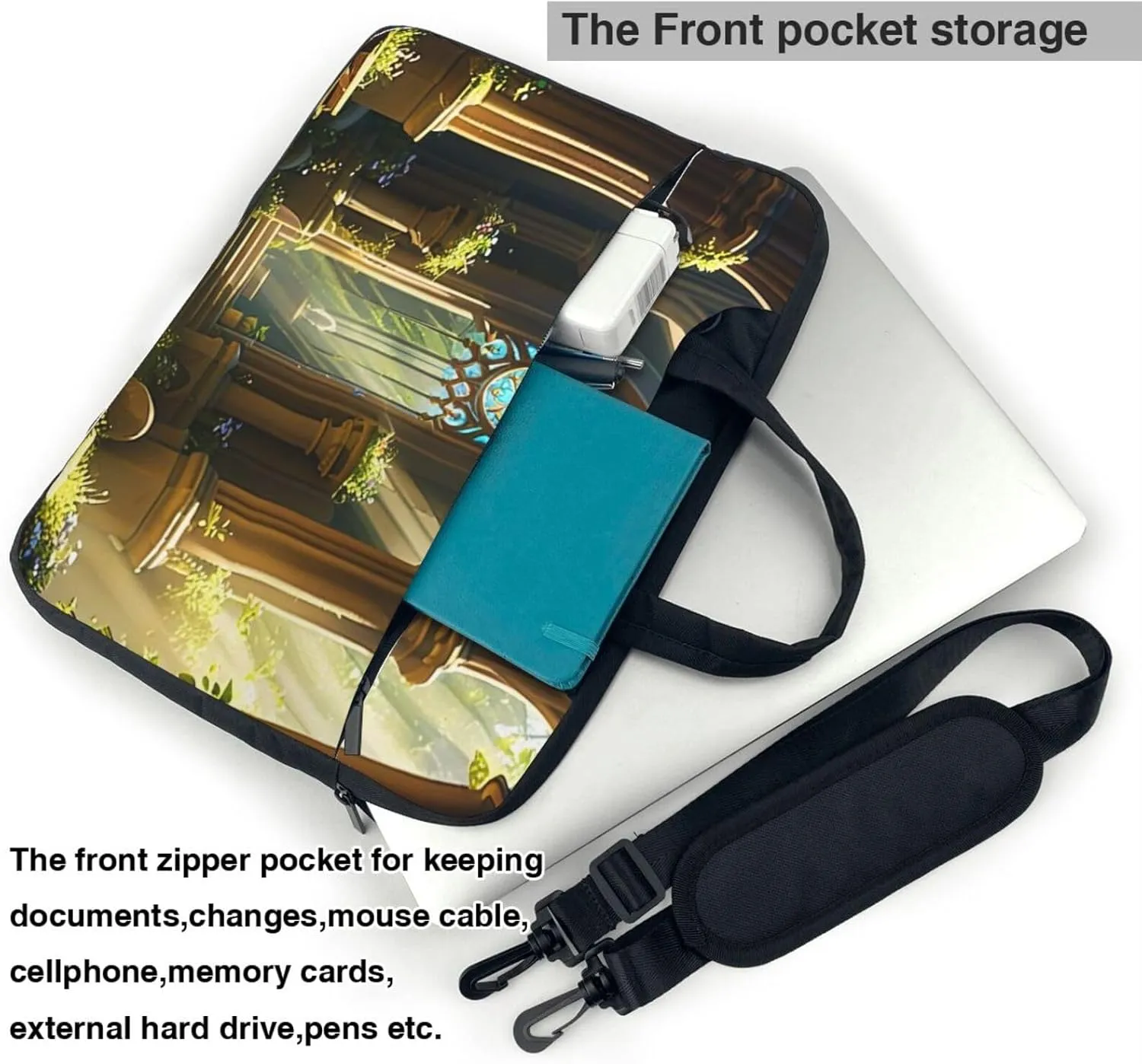 Ultra-thin Sunlit Sanctuary Print Laptop Bag for Women Men,Shockproof Messenger Shoulder Laptop Bags with Zipper 13-15.6 Inch