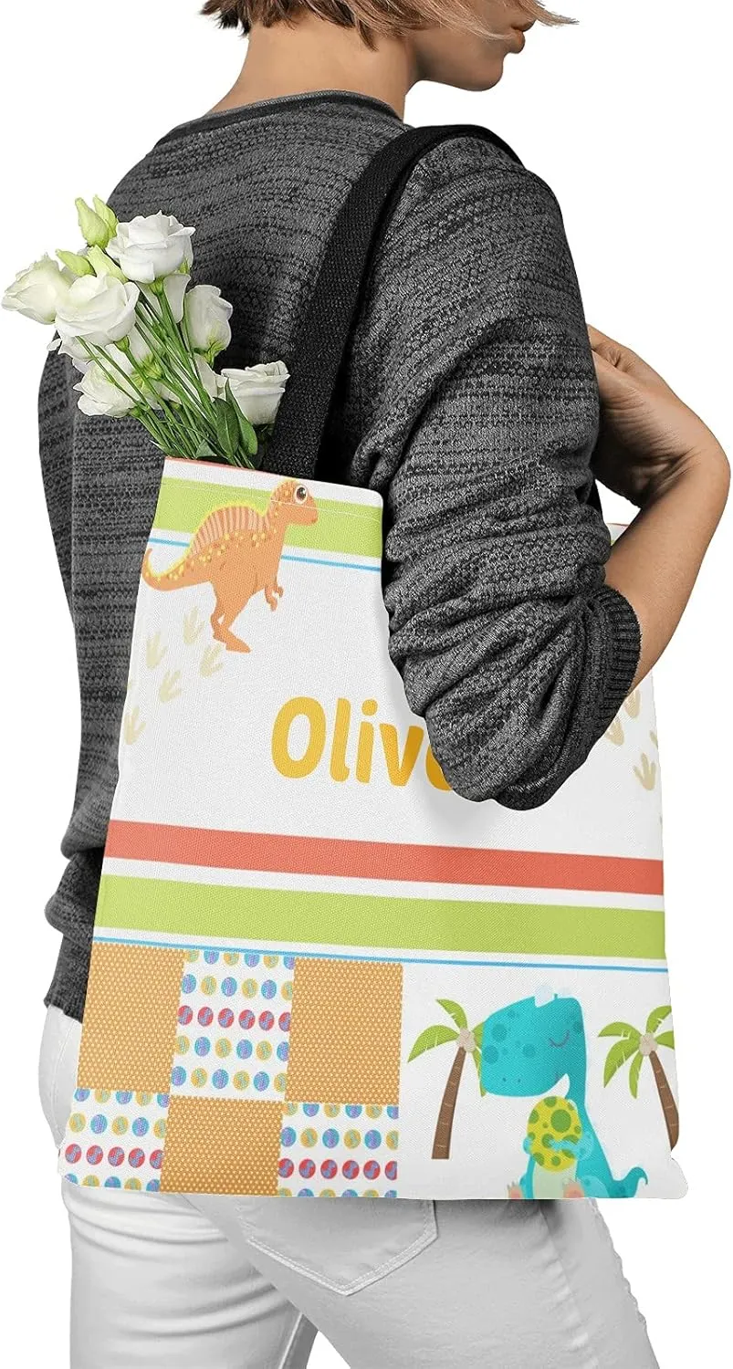 Unicorn Rainbow Personalized Canvas Tote Bags for Women Kids, Reusable Bags for Shopping,Travel,School Handbag Gift