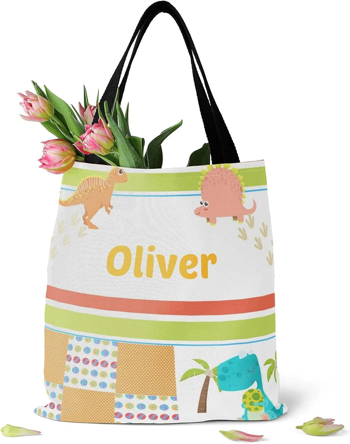 Unicorn Rainbow Personalized Canvas Tote Bags for Women Kids, Reusable Bags for Shopping,Travel,School Handbag Gift