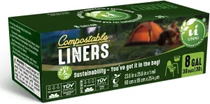 UNNI 100% Compostable Portable Toilet Bags, 8 Gallon, 30 Count, Heavy Duty, Biodegradable, Certified by BPI and OK Compost Home, Ideal for Home Composting