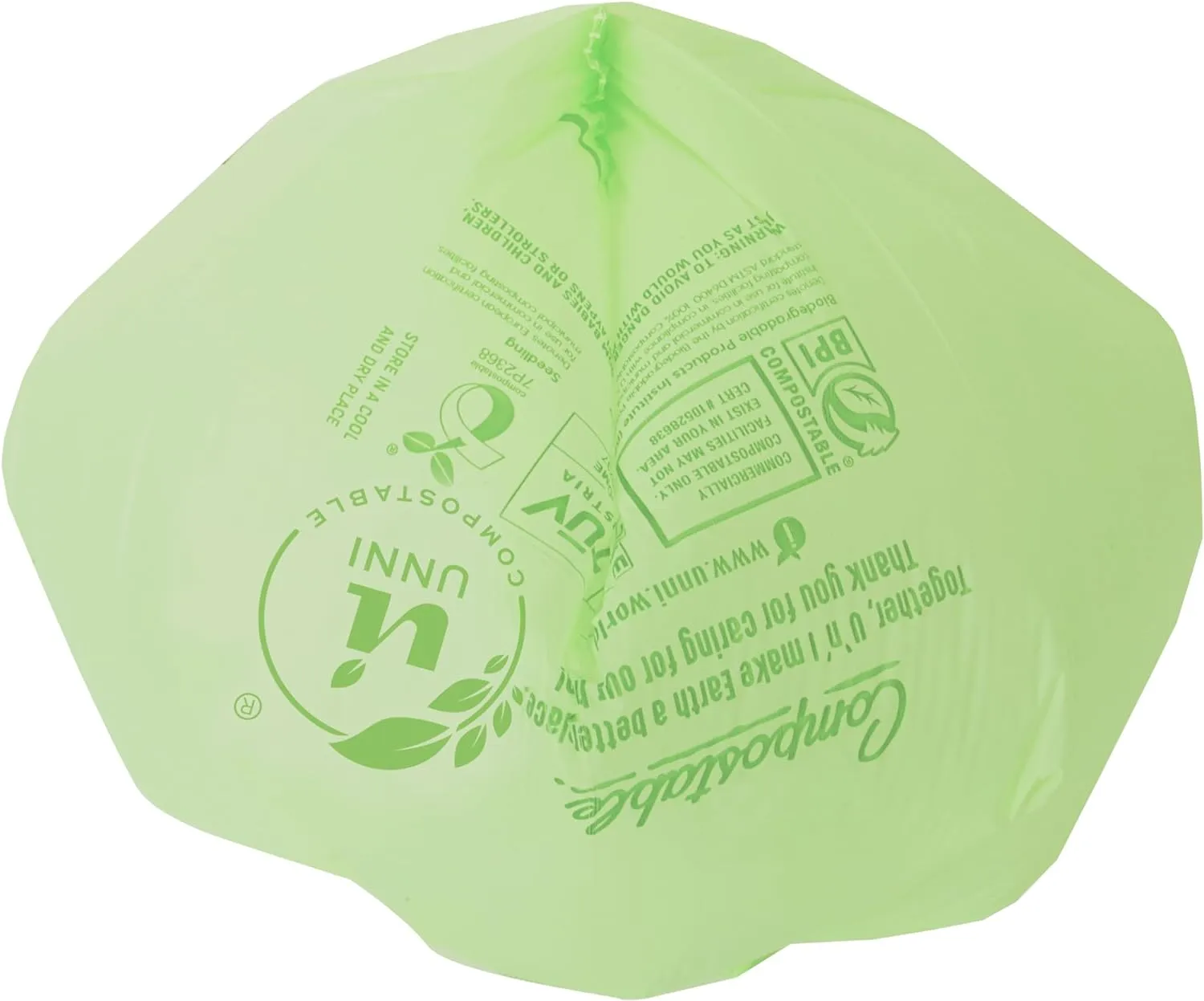 UNNI Compostable Liner Bags, 6-8 Gallon, 30 Liter, 200 Count, 0.85 Mil Heavy Duty, Food Scrap Bags for Medium Bins, ASTM D6400, US BPI, CMA and Europe OK compost HOME Certified, San Francisco