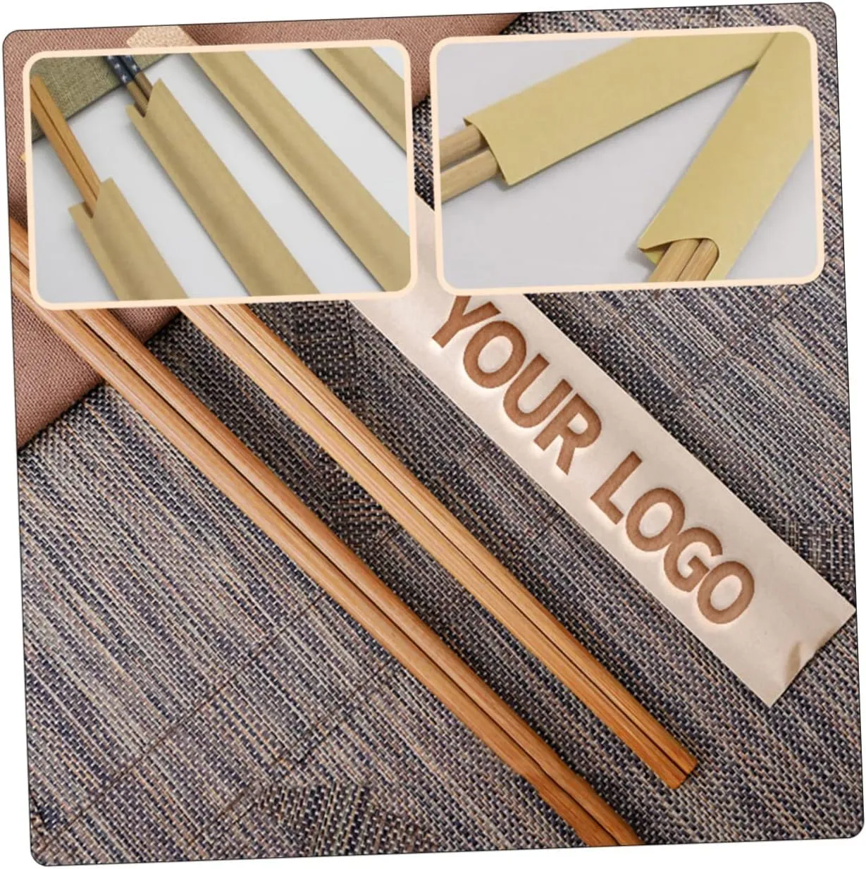 Unomor 3sets Kraft Paper Chopstick Packing Bags Waterproof 100% for Bbq Picnics Travel 100pcs*3