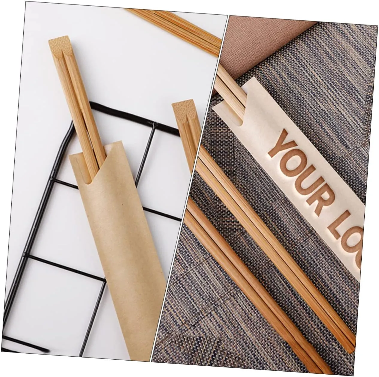Unomor 3sets Kraft Paper Chopstick Packing Bags Waterproof 100% for Bbq Picnics Travel 100pcs*3