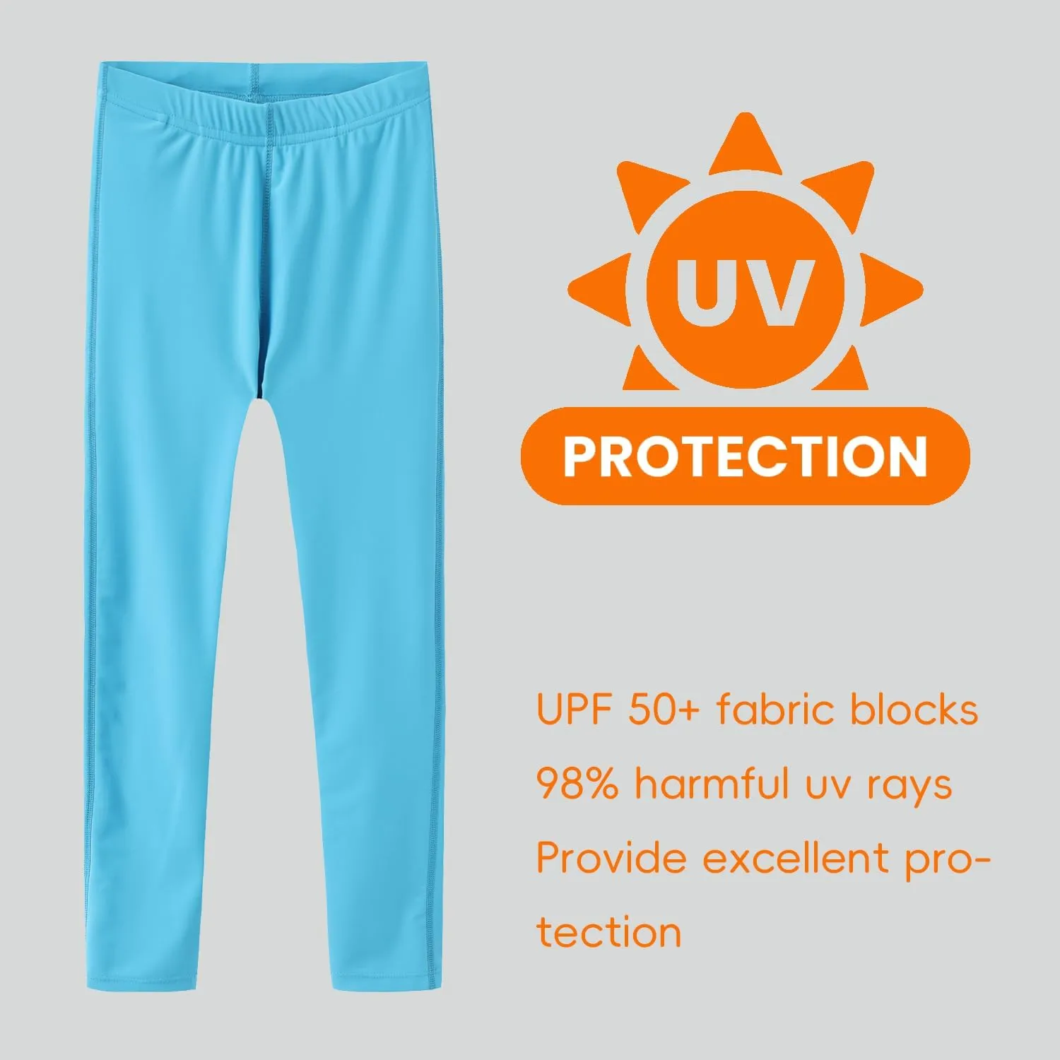 UPF 50  Kids Swim Pants, Girls Boys Swimming Leggings UV Protection Long Elastic Beach Surfing