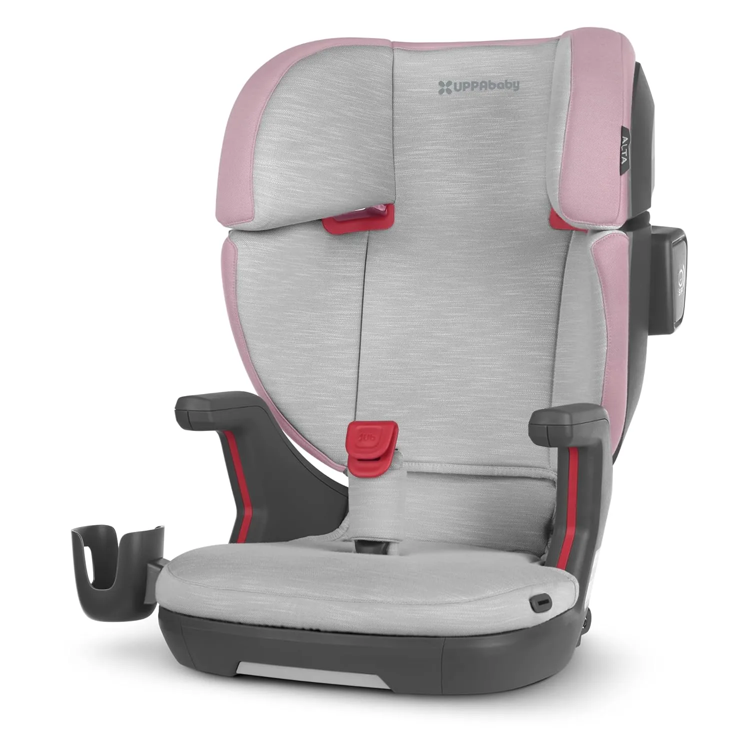 UPPAbaby Alta V2 High Back Booster Seat/Seven-Position, Active Support Headrest for Growing Children/SecureFit Integrated Belt Guide   Positioner/Cup Holder Included/Iris (Grey Mélange/Lavender)