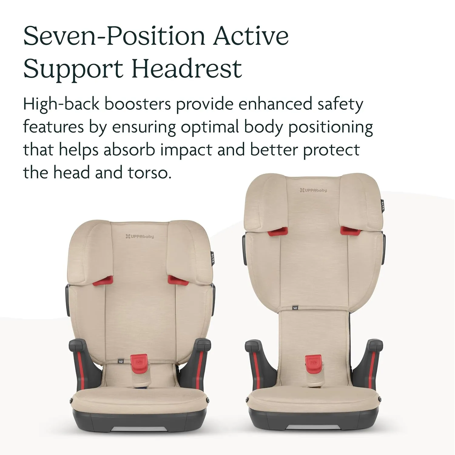 UPPAbaby Alta V2 High Back Booster Seat/Seven-Position, Active Support Headrest for Growing Children/SecureFit Integrated Belt Guide   Positioner/Cup Holder Included/Iris (Grey Mélange/Lavender)