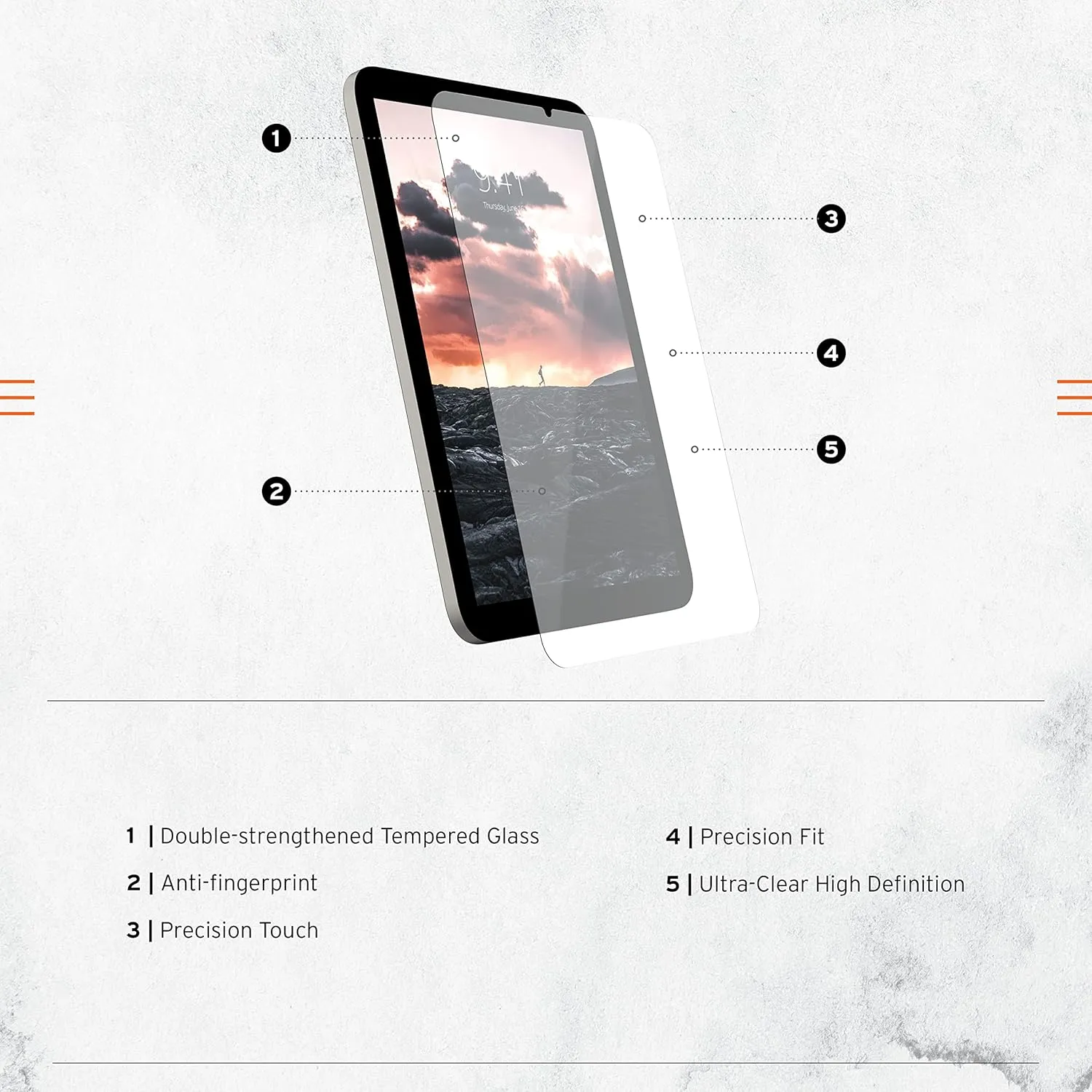 URBAN ARMOR GEAR UAG Designed for iPad mini A17 Pro (2024) A2993 A2995 A2996, (6th Gen, 2021) Glass Shield Plus Screen Protector - Double Strengthened Tempered Glass Ultra HD Anti-Fingerprint, Clear