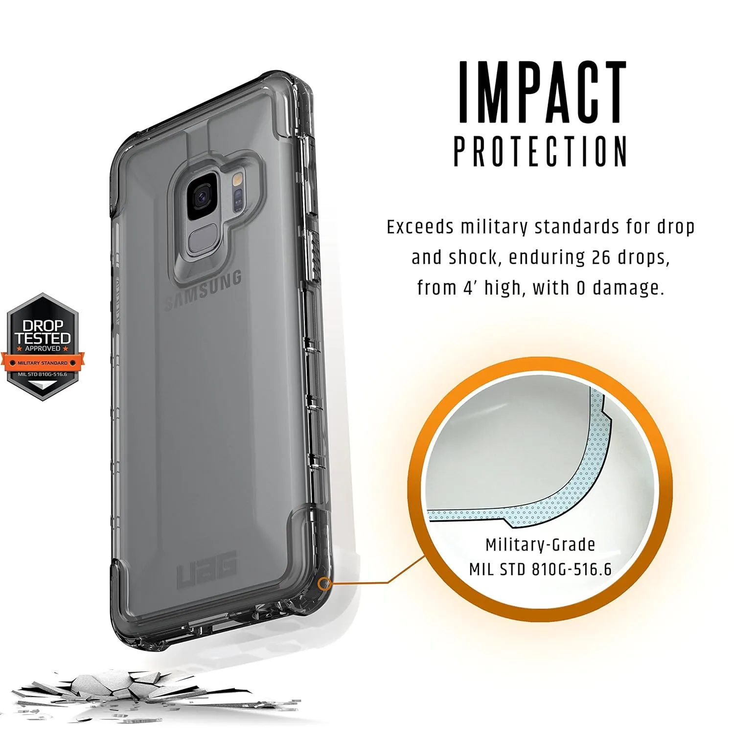 URBAN ARMOR GEAR UAG Designed for Samsung Galaxy S9 [5.8-inch Screen] Plyo Feather-Light Rugged [Ice] Military Drop Tested Phone Case