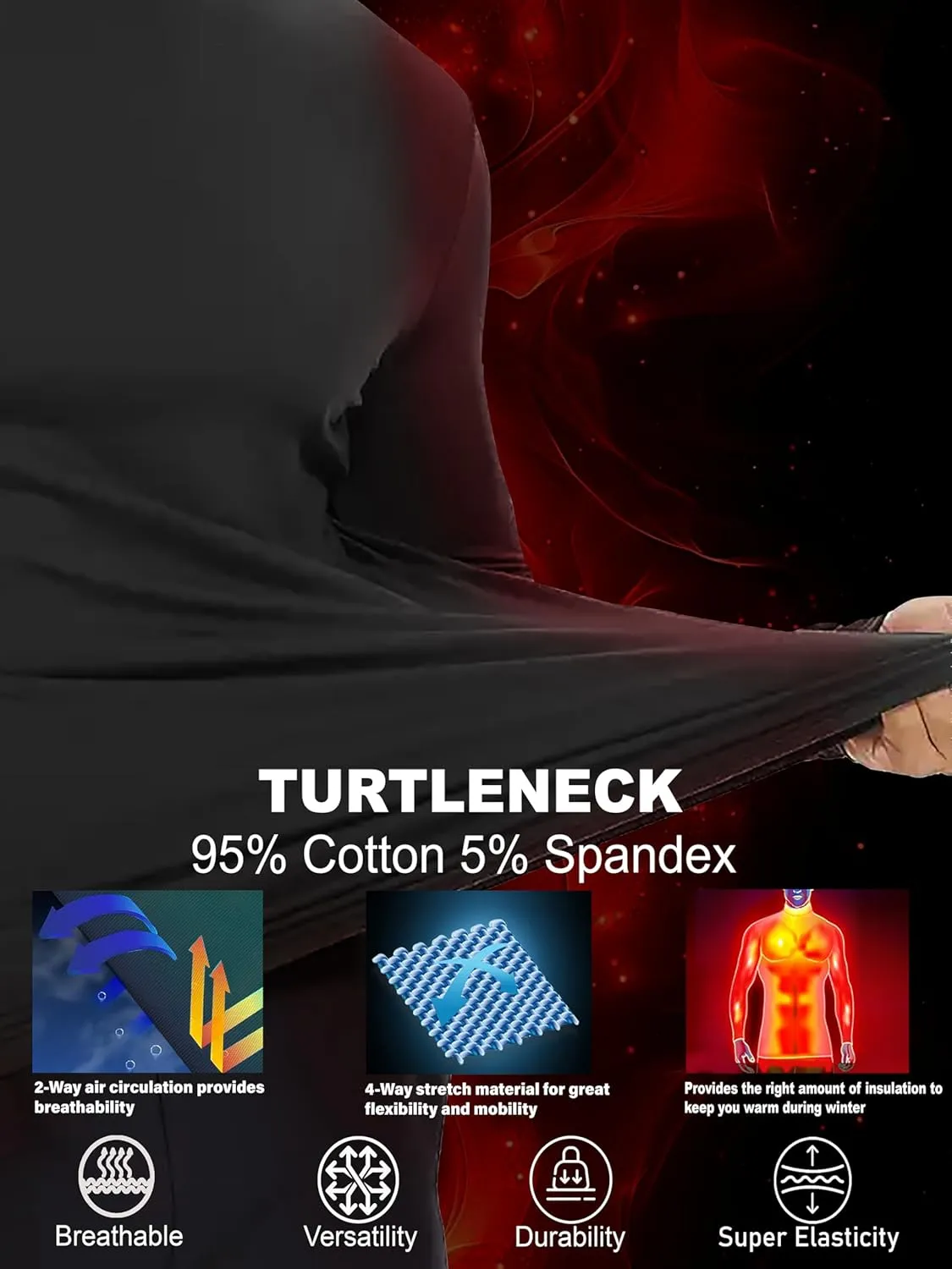 URBAN BUCK Turtleneck Men Shirt Long Sleeve Ribbed Knitted Casual TShirt Slim Fit Cotton Turtle Neck Pullover Sweater