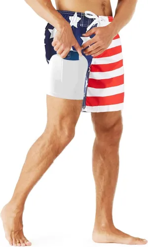 URBEST Men's Swim Trunks with Compression Liner Quick Dry Beach Shorts with Pockets for Beach and Swimming
