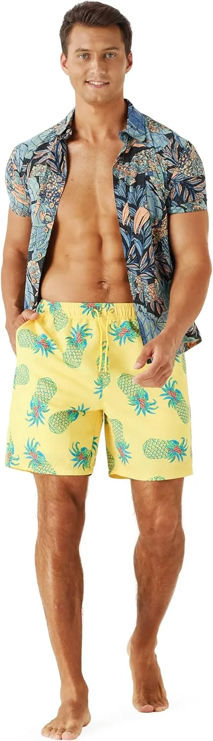 URBEST Men's Swim Trunks with Compression Liner Quick Dry Beach Shorts with Pockets for Beach and Swimming