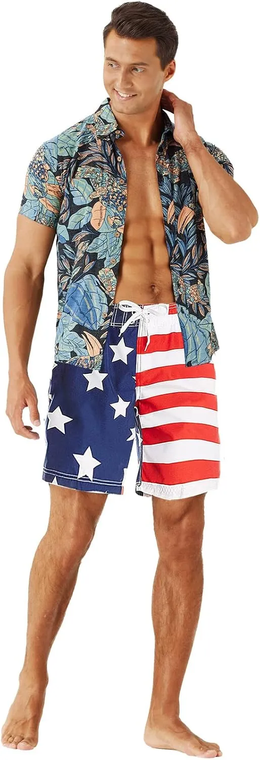 URBEST Men's Swim Trunks with Compression Liner Quick Dry Beach Shorts with Pockets for Beach and Swimming
