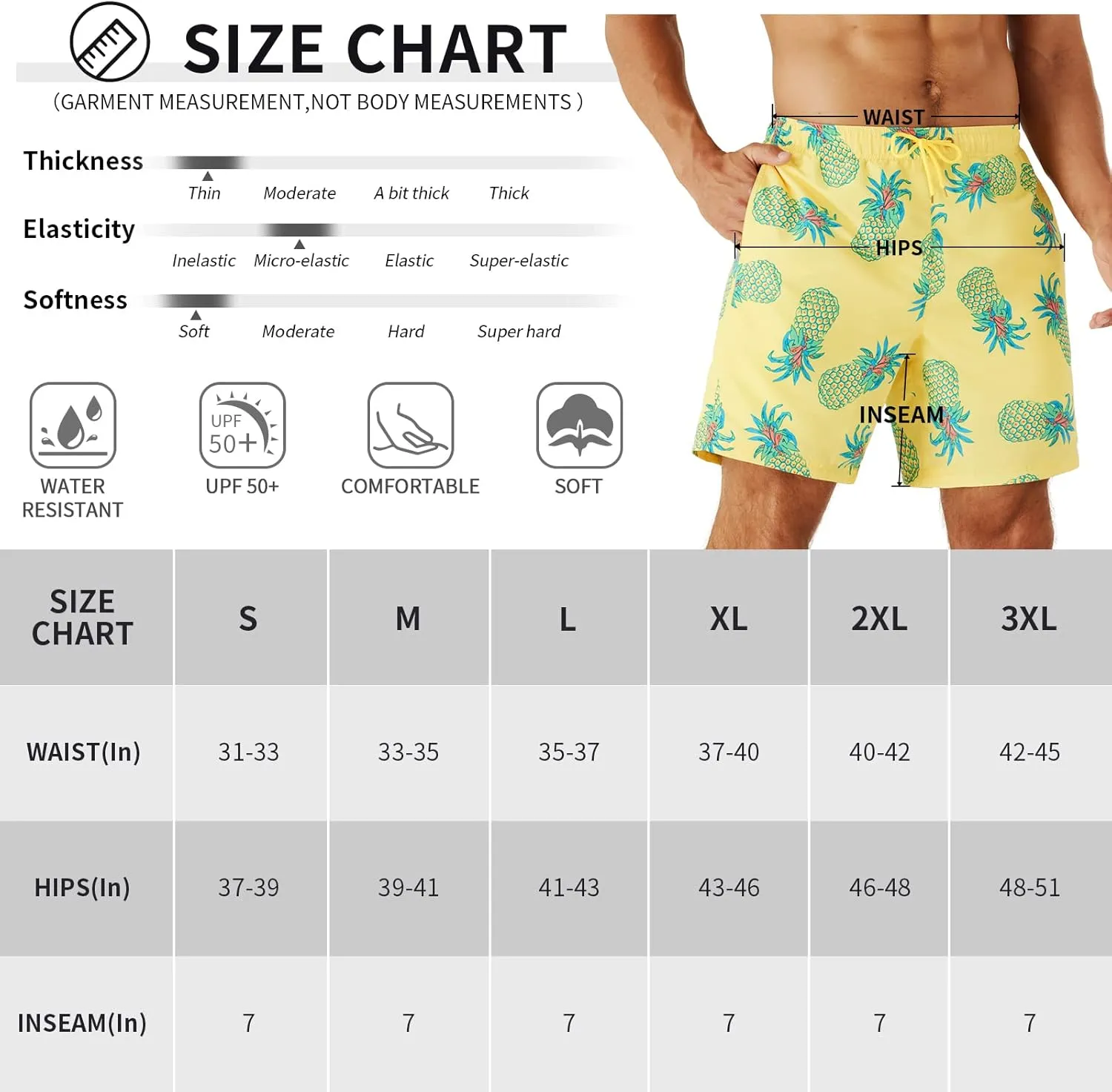 URBEST Men's Swim Trunks with Compression Liner Quick Dry Beach Shorts with Pockets for Beach and Swimming