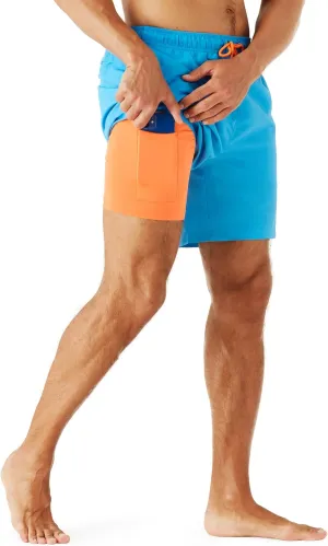 URBEST Men's Swim Trunks with Compression Liner Quick Dry Beach Shorts with Pockets for Beach and Swimming