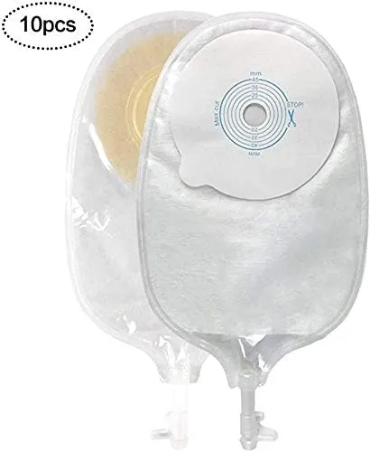 Urostomy Bag, Medicals Drainable Pouch Ostomy Stoma Bags One Piece System Cut-to-Fit,Pack of 10 PCS