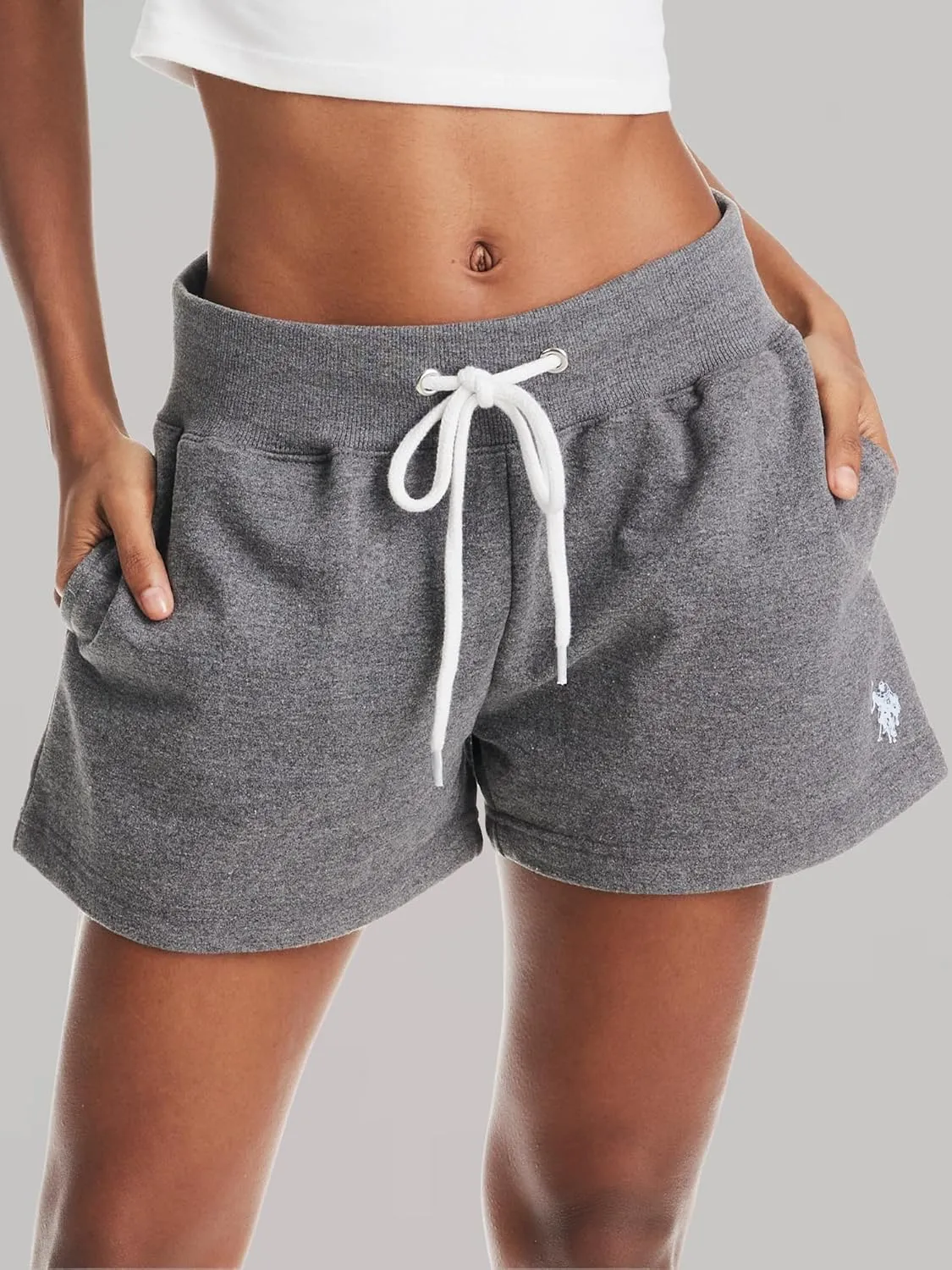 U.S. Polo Assn. French Terry Sweat Shorts Women, Poly-Cotton Lounge Sweatpants Shorts for Women