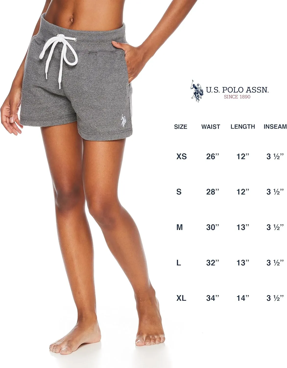 U.S. Polo Assn. French Terry Sweat Shorts Women, Poly-Cotton Lounge Sweatpants Shorts for Women