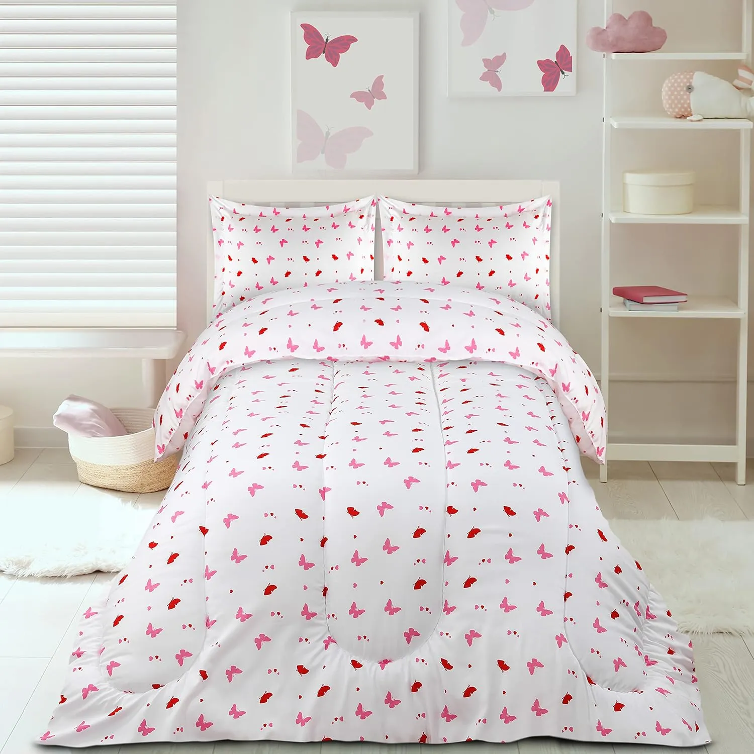 Utopia Bedding All Season Butterfly Comforter Set with 2 Pillow Cases, 3 Piece Soft Brushed Microfiber Kids Bedding Set for Boys/Girls, Machine Washable (Twin)