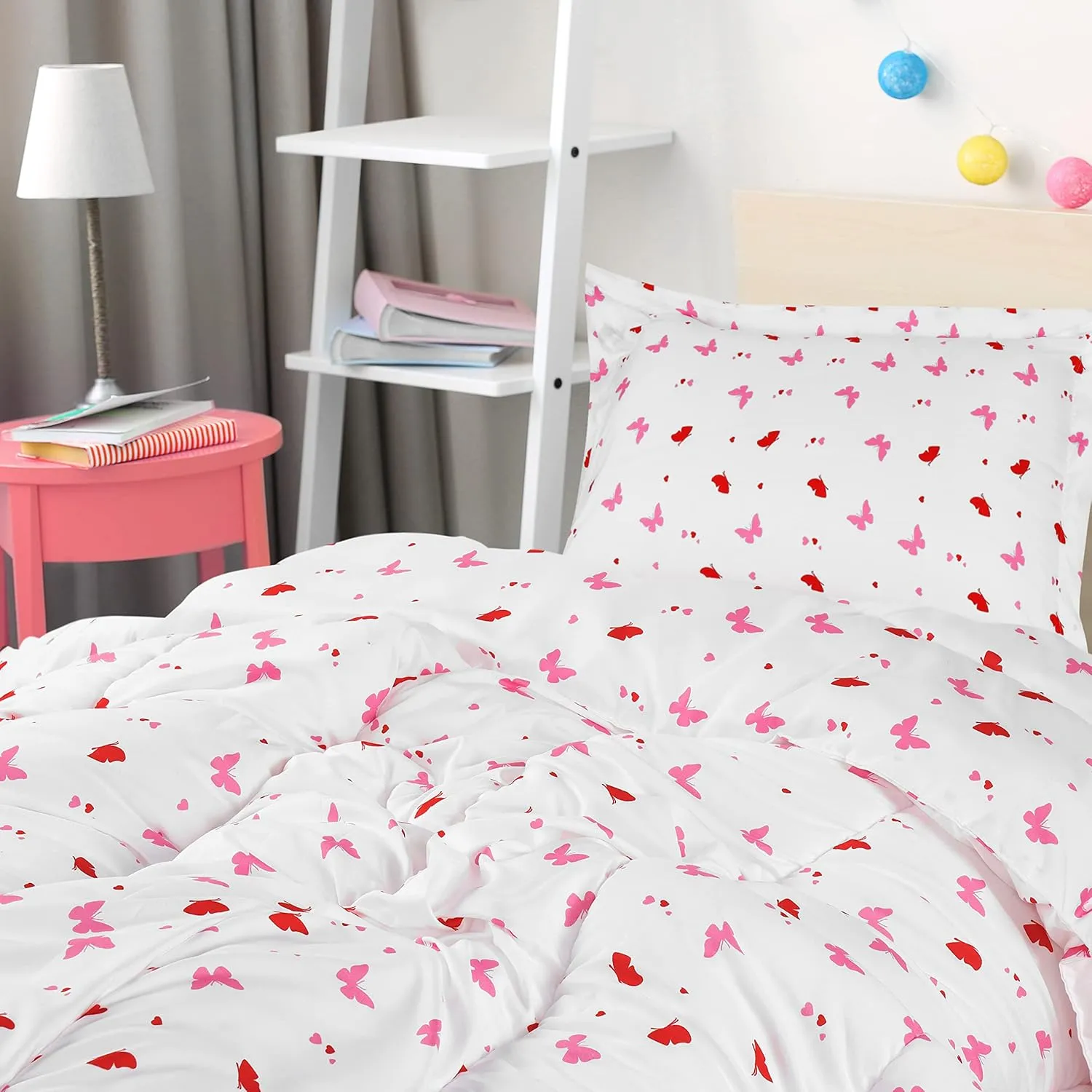 Utopia Bedding All Season Butterfly Comforter Set with 2 Pillow Cases, 3 Piece Soft Brushed Microfiber Kids Bedding Set for Boys/Girls, Machine Washable (Twin)