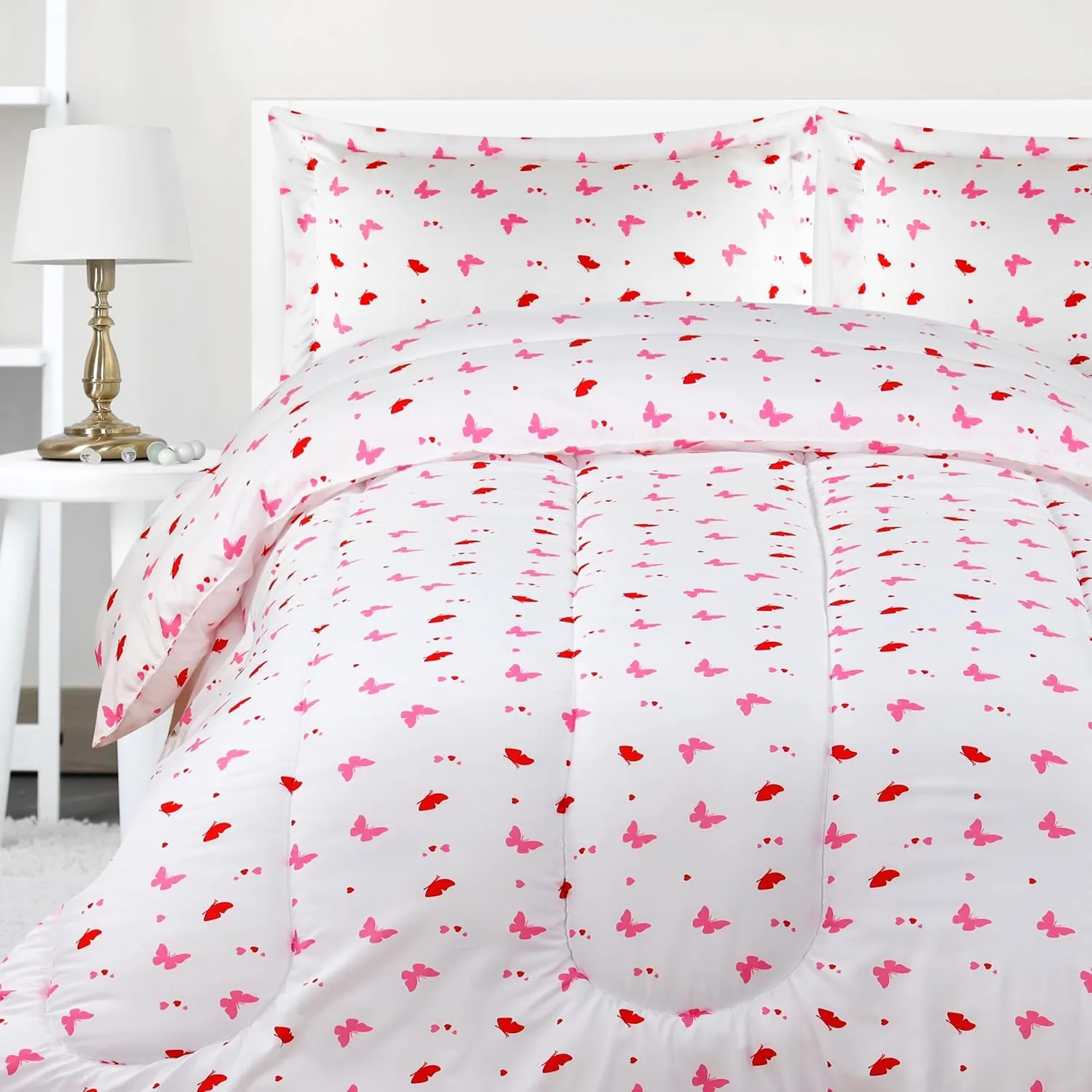 Utopia Bedding All Season Butterfly Comforter Set with 2 Pillow Cases, 3 Piece Soft Brushed Microfiber Kids Bedding Set for Boys/Girls, Machine Washable (Twin)