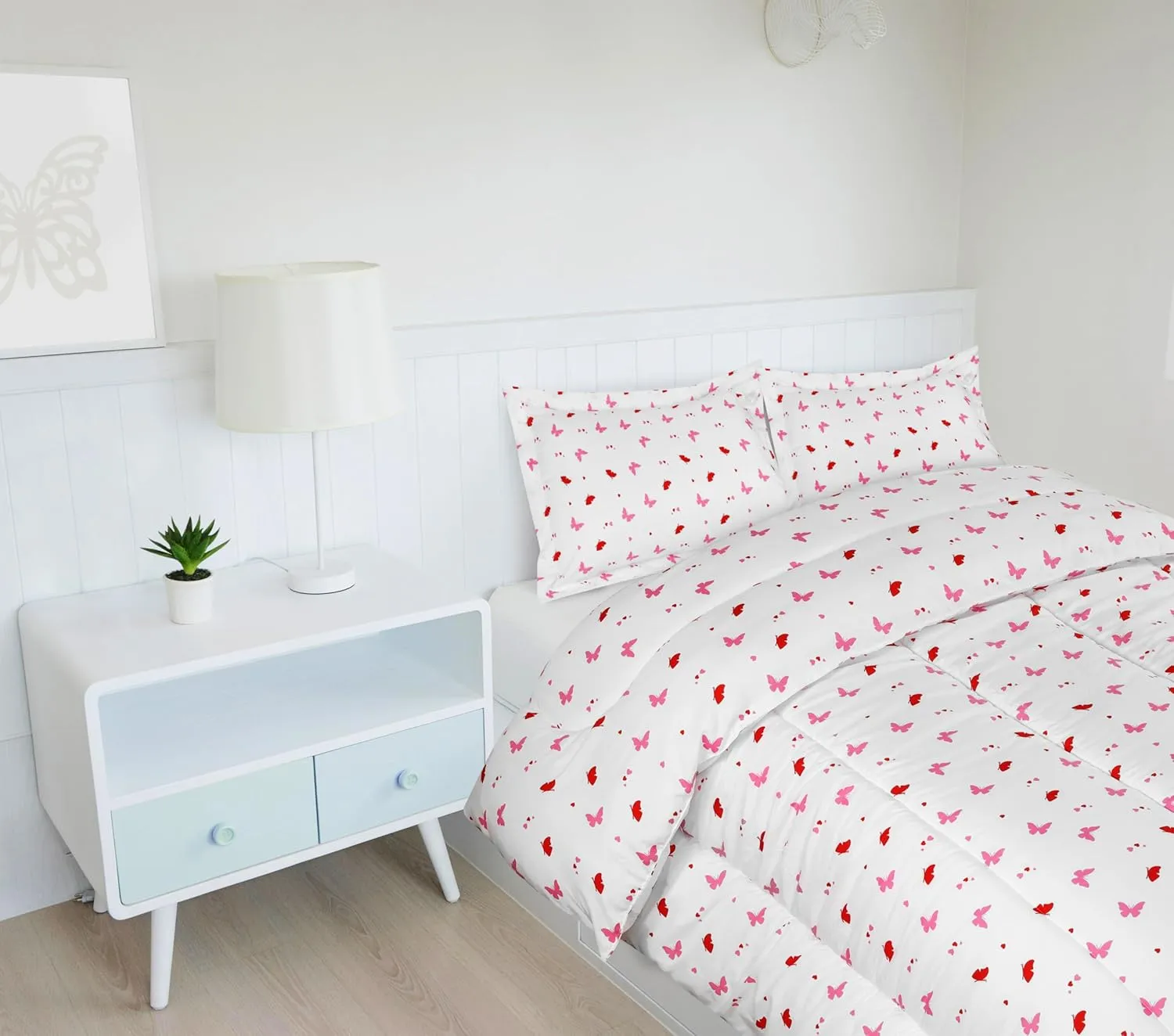 Utopia Bedding All Season Butterfly Comforter Set with 2 Pillow Cases, 3 Piece Soft Brushed Microfiber Kids Bedding Set for Boys/Girls, Machine Washable (Twin)