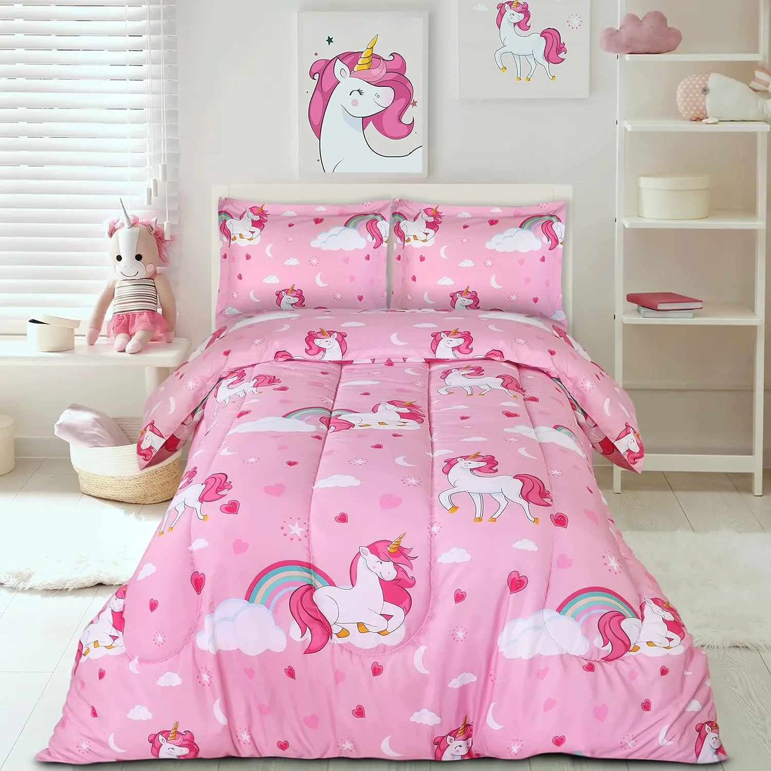 Utopia Bedding All Season Unicorn Comforter Set with 2 Pillow Cases, 3 Piece Soft Brushed Microfiber Kids Bedding Set for Boys/Girls, Machine Washable (Twin)