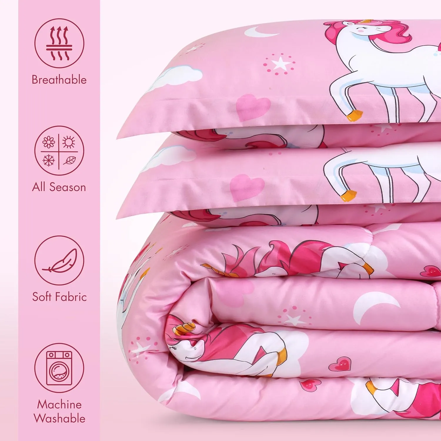 Utopia Bedding All Season Unicorn Comforter Set with 2 Pillow Cases, 3 Piece Soft Brushed Microfiber Kids Bedding Set for Boys/Girls, Machine Washable (Twin)