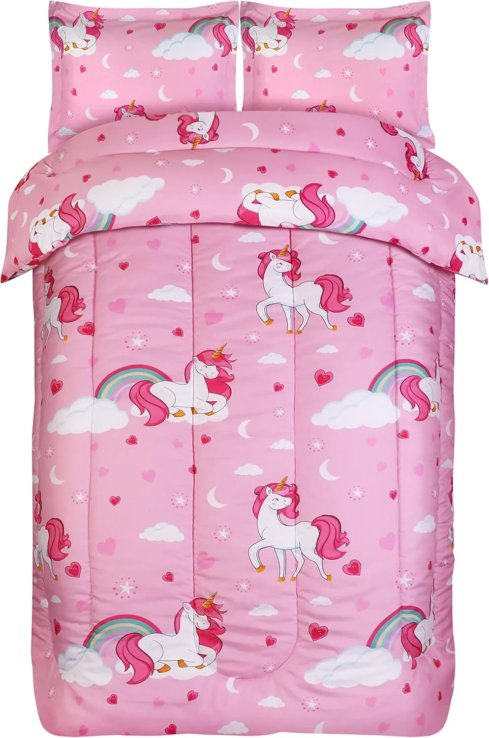 Utopia Bedding All Season Unicorn Comforter Set with 2 Pillow Cases, 3 Piece Soft Brushed Microfiber Kids Bedding Set for Boys/Girls, Machine Washable (Twin)