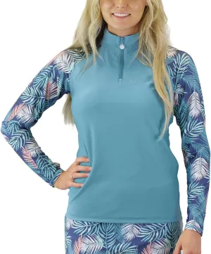 UV SKINZ UPF 50  Womens Long Sleeve Quarter Zip Sun & Swim Shirt