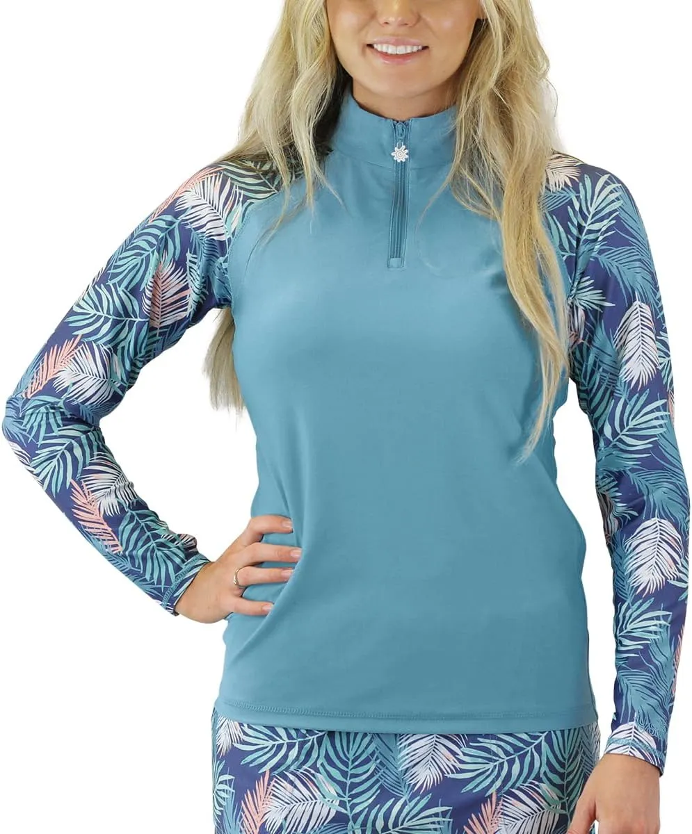 UV SKINZ UPF 50  Womens Long Sleeve Quarter Zip Sun & Swim Shirt