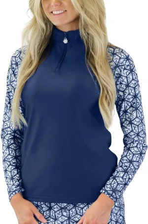 UV SKINZ UPF 50  Womens Long Sleeve Quarter Zip Sun & Swim Shirt