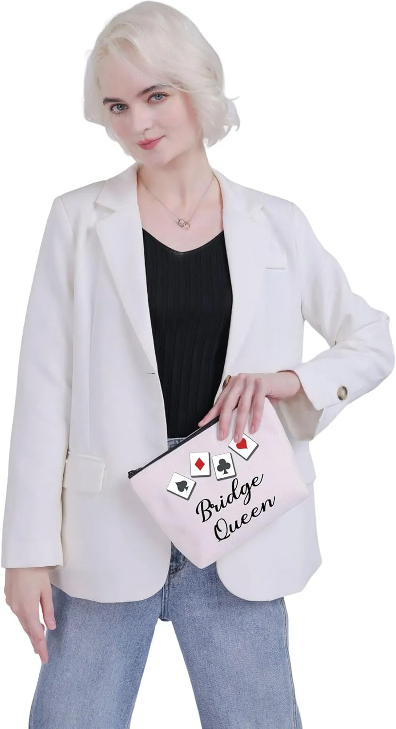 VAMSII Bridge Queen Makeup Bag Bridge Players Gifts Bridge Card Game Gifts for Bridge Lovers Poker Player Gifts (WT-Bridge Queen)
