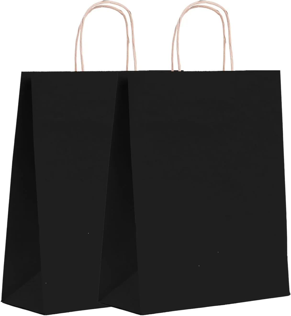 vanhel Gift Bags with Handles - 8x4.25x10.5 Inches, 10 Pcs Party & Shopping Bags - Kraft Paper, Black - Bulk Retail, Wedding,Party, Sacks Recyclable
