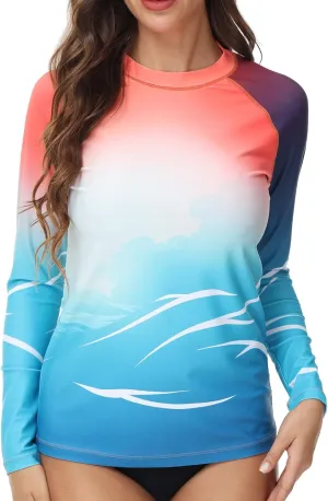 VAYAGER Womens Rash Guard UV Protection Long Sleeve Swim Shirts Quick Dry UPF 50  Water Beach Surfing Swimming Tops