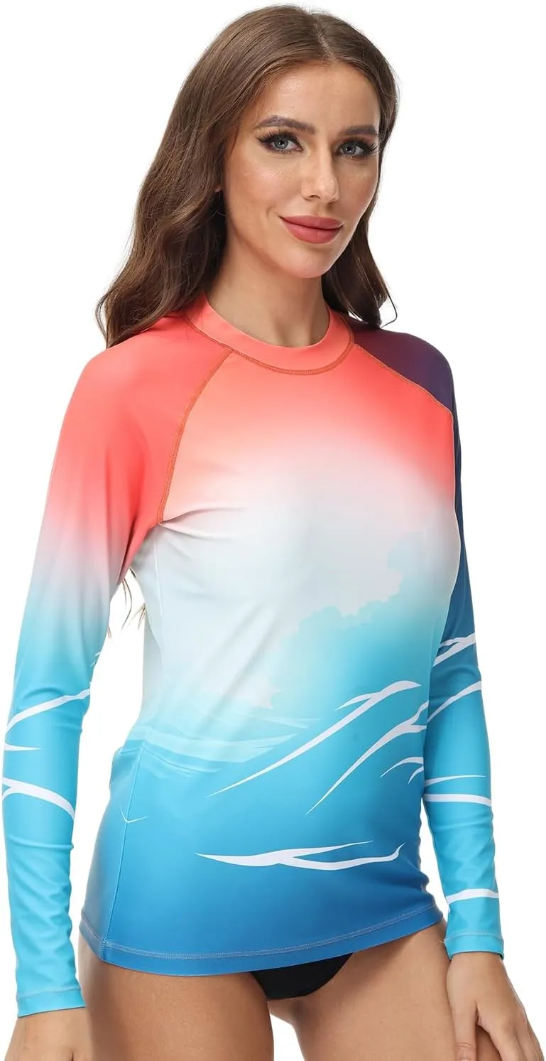 VAYAGER Womens Rash Guard UV Protection Long Sleeve Swim Shirts Quick Dry UPF 50  Water Beach Surfing Swimming Tops