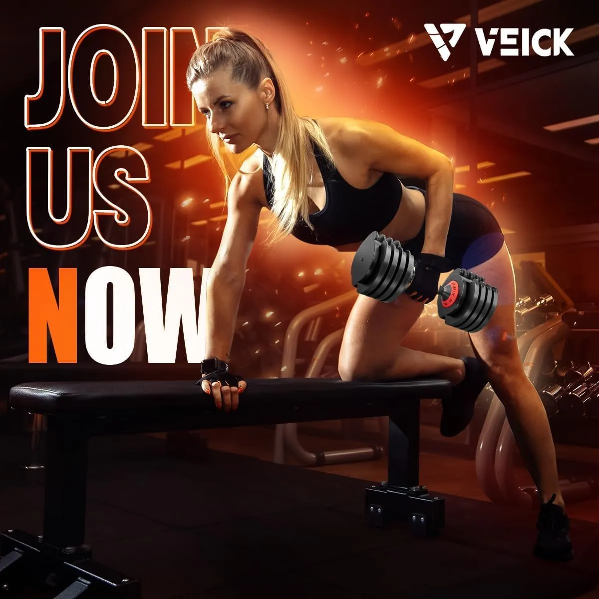 VEICK 25/55 lbs Adjustable Dumbbell With Anti-Slip Turning Handle, Fast Adjust Weight for Men Women, Tray for Home Gym Full Body Workout Fitness